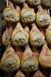 Picture of Parma hams in Langhirano